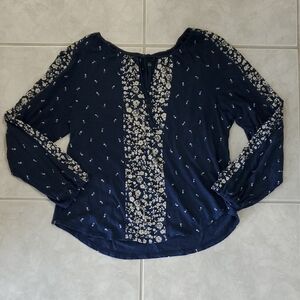 Lucky Brand Navy Floral Blouse